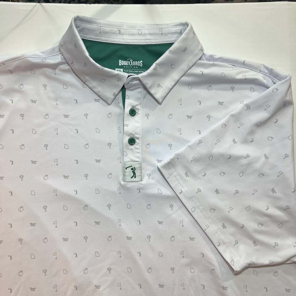 Bogey Bros Men's XXL Peasants White 4-Way Stretch Performance Golf Polo
